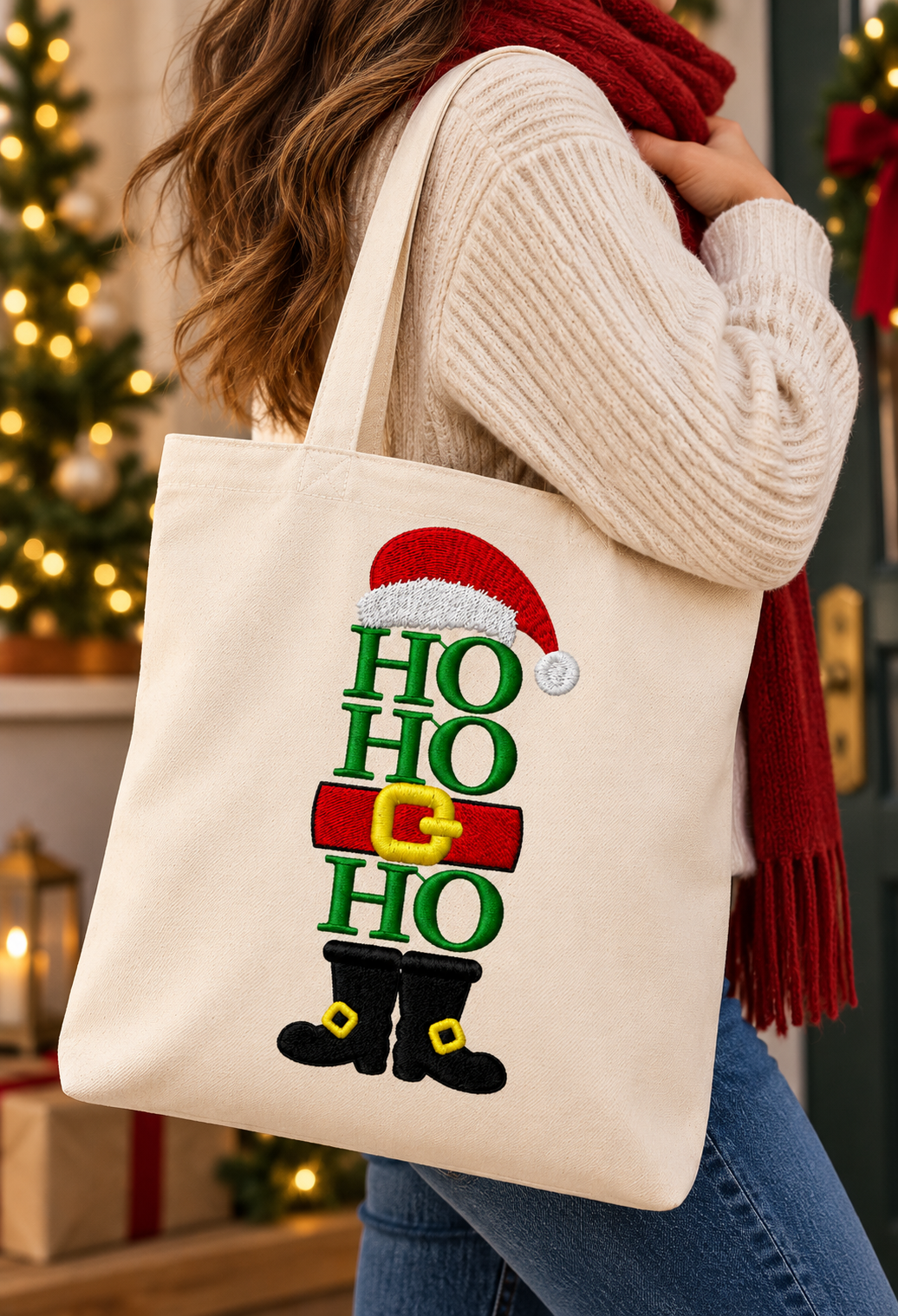 Ho Ho Ho Santa Embroidered Tote Bag