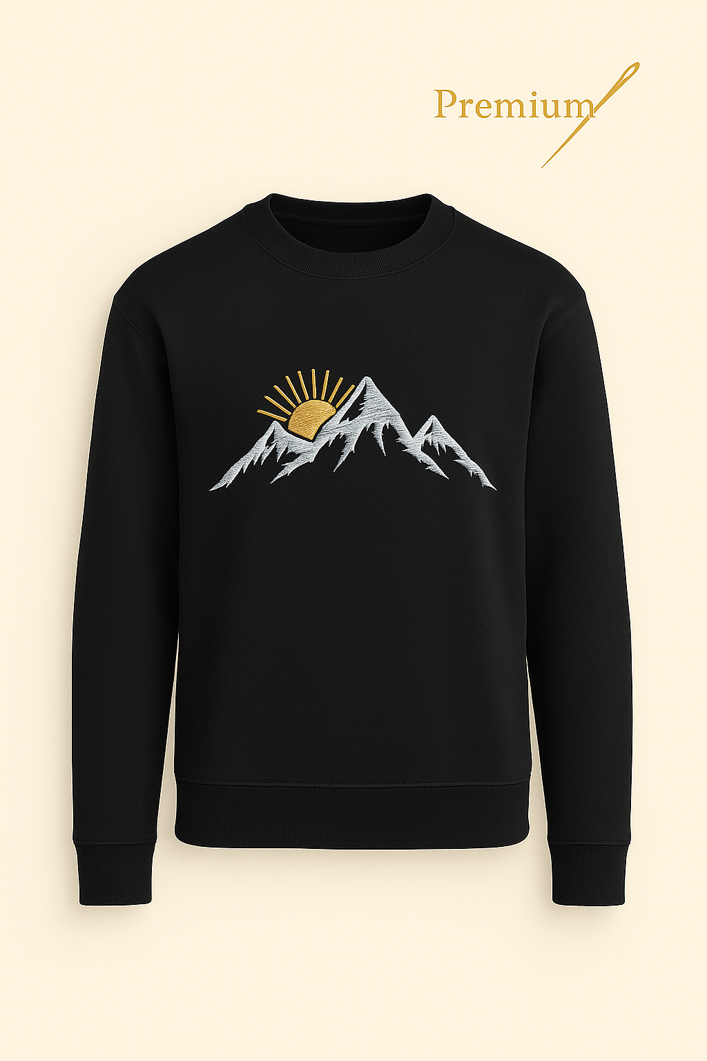 Swiss Alps Sunrise Embroidered Sweatshirt – Premium Edition