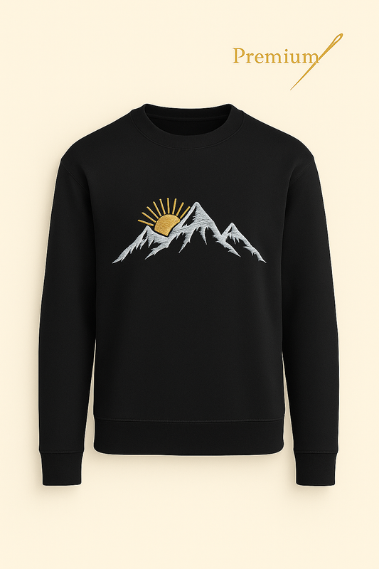 Swiss Alps Sunrise Embroidered Sweatshirt – Premium Edition