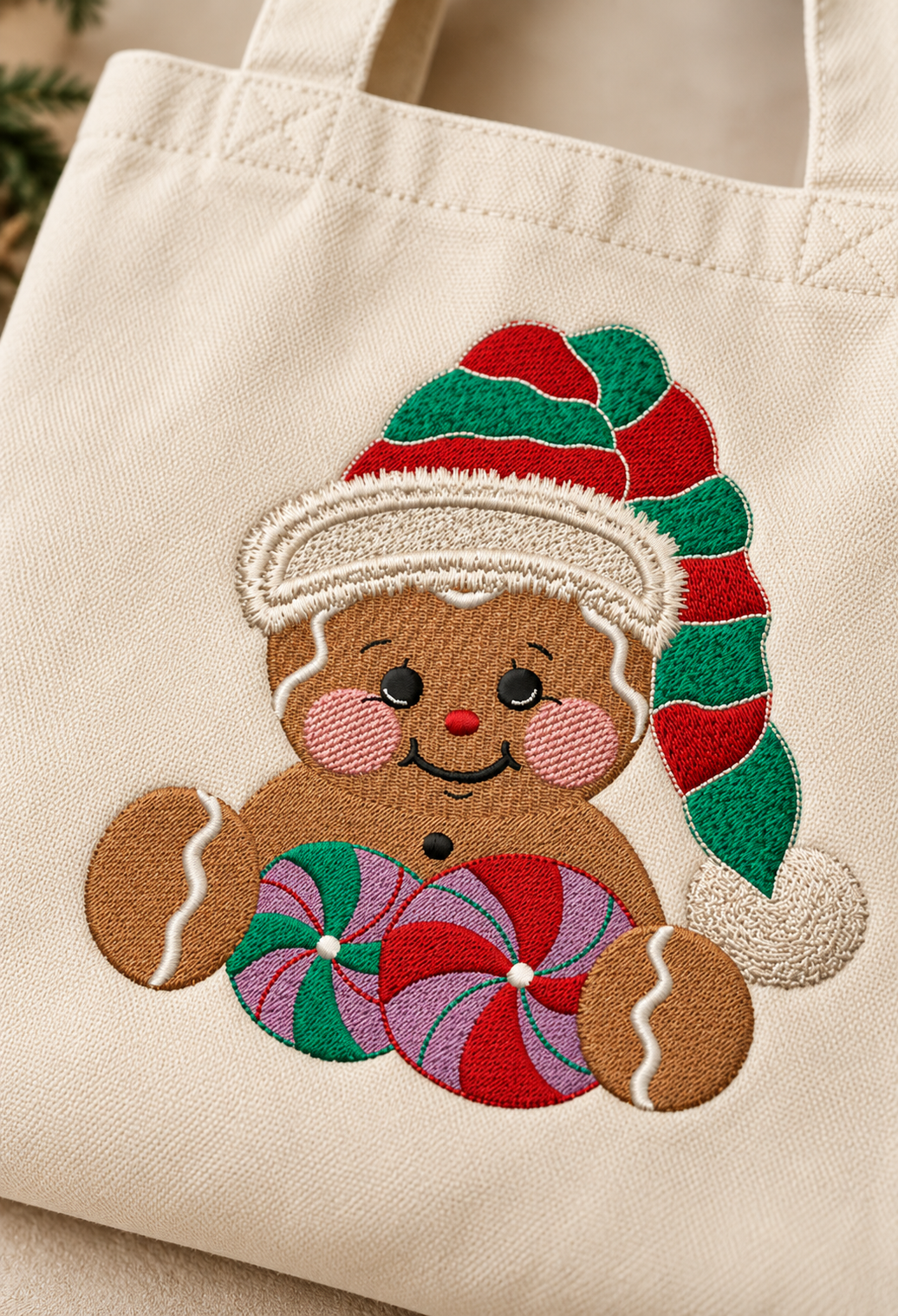 Personalized Christmas Gingerbread Tote Bag