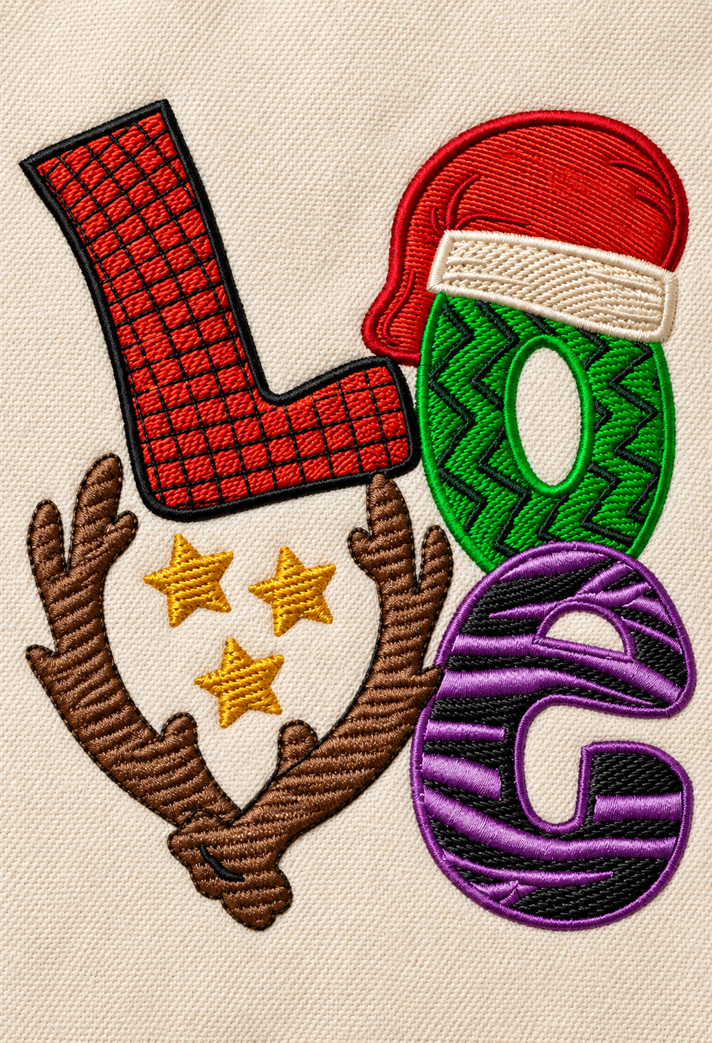 Christmas LOVE Embroidered Tote Bag – Festive Cotton Shopper