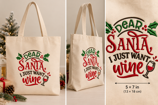 Dear Santa Embroidered Tote Bag – Christmas Design Collection