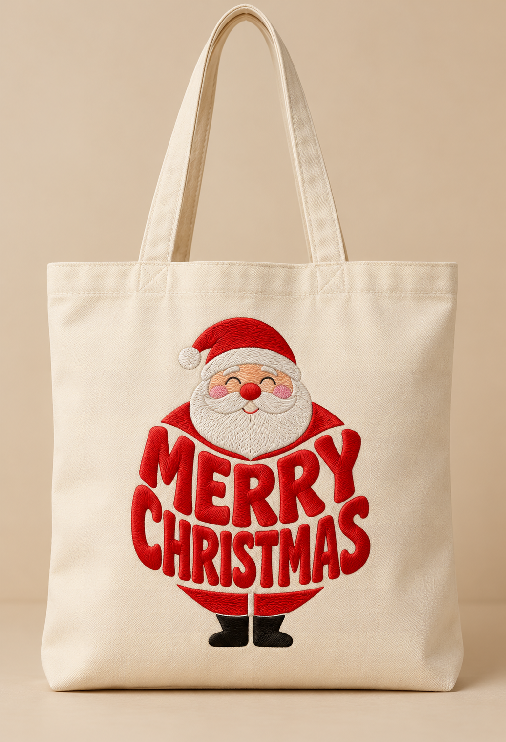 Merry Christmas Santa Embroidered Tote Bag