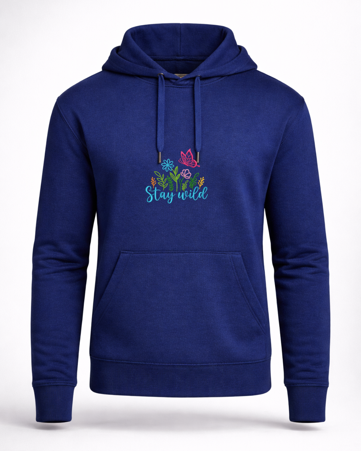 Embroidered Hoodie – “Stay Wild” Floral Design