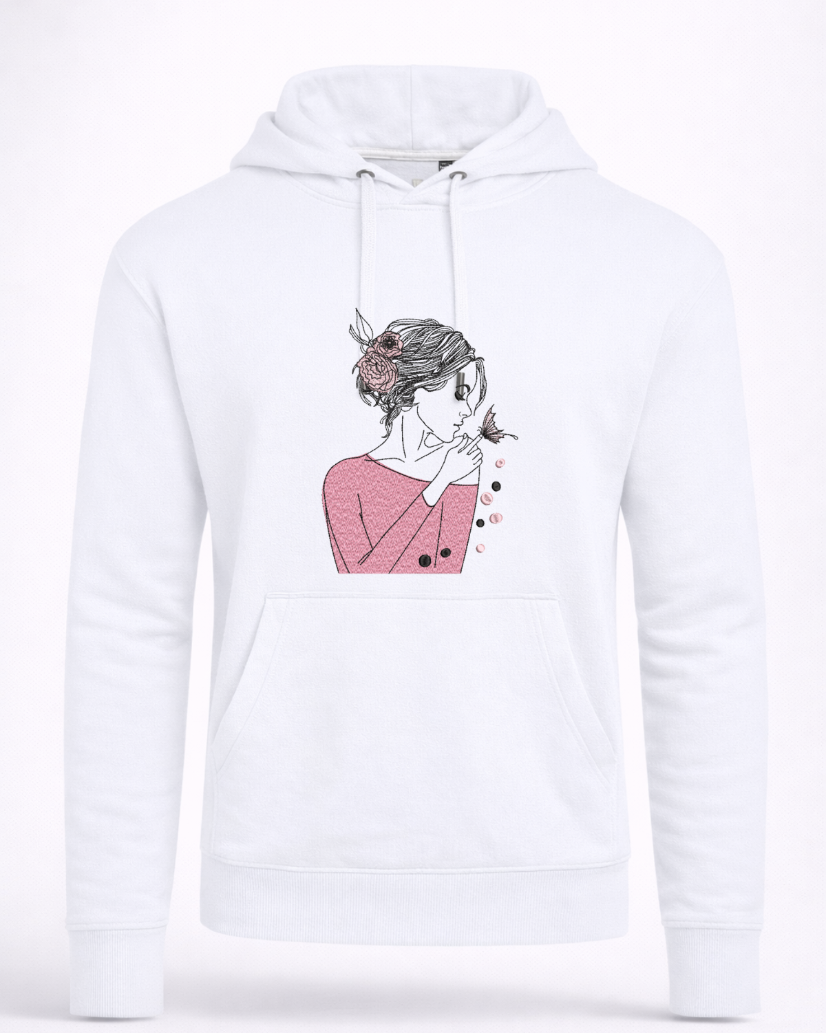 Embroidered Hoodie – Feminine Line Art Design