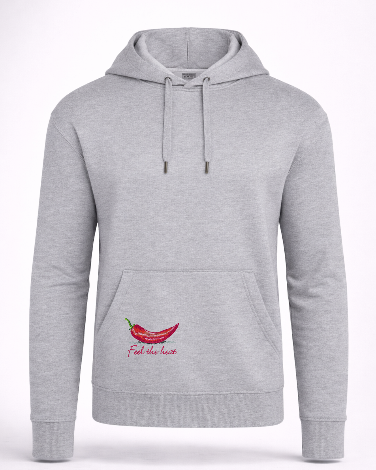 Embroidered Hoodie – “Feel the Heat” Chili Design
