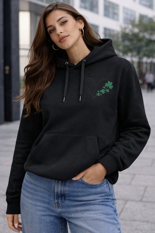 Embroidered Hoodie – Clover Heart Design