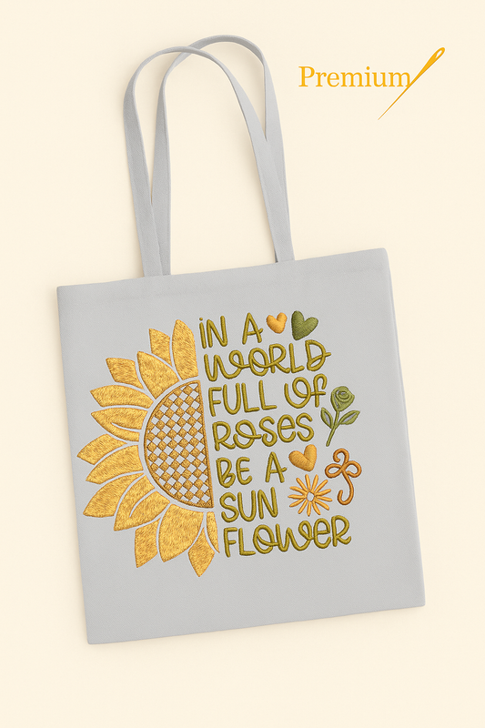 Be a Sunflower – Premium Embroidered Tote Bag